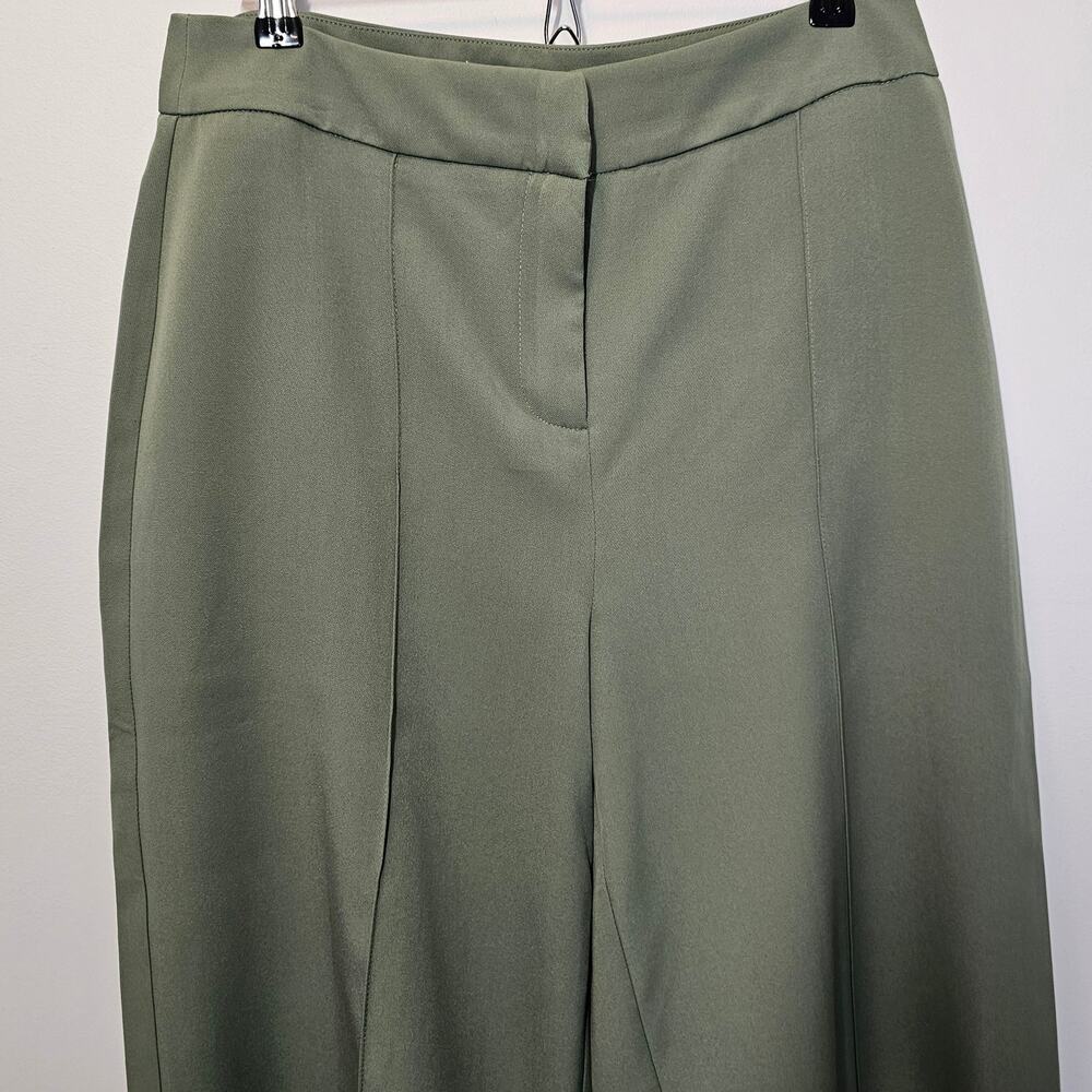 Nanette Lepore Prairie Sage Green Wide‎ Leg Cropped Pants Inseam 25" Size Medium - Picture 5 of 10